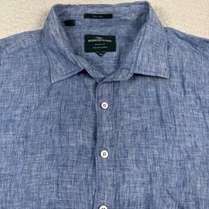Rodd & Gunn Shirt Mens 3XL Albini‎ Italian Linen Sports Fit Blue Chambray Summer